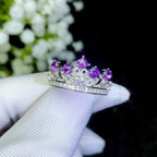 Natural Amethyst Crown Ring – Calm Mind, Clear Luck