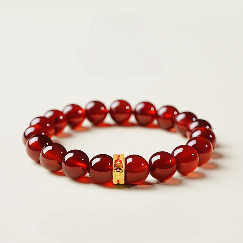Natural Garnet Beaded Bracelet - Attract Good Fortune & Warm Vibes