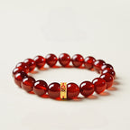 Natural Garnet Beaded Bracelet - Attract Good Fortune & Warm Vibes