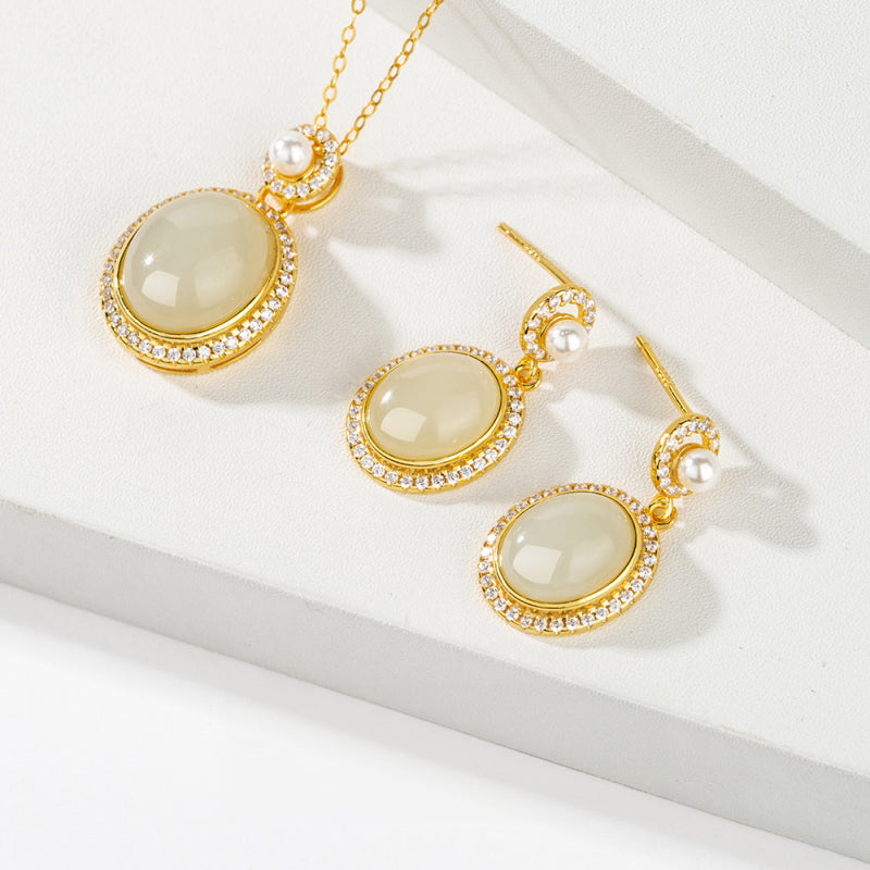 Collier de jade Hetian naturel éclat lunaire