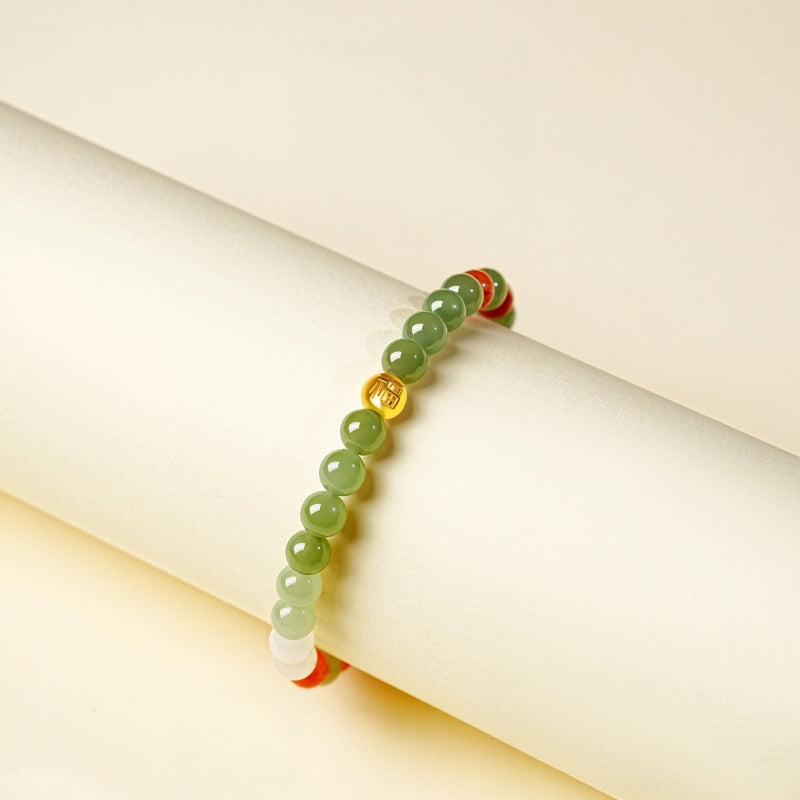 Bracelet en jade Hetian naturel Lotus Éclat Pur