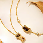 Collier en pierre naturelle Œil de tigre — Chat porte-bonheur pour votre bien-aimée