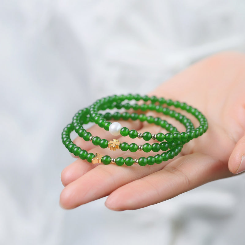 Natural Hetian Jade Lucky Clover/Pearl/Butterfly Bracelets - New Beginnings
