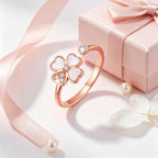 Bague Cœur Trèfle à quatre feuilles en Or Rose — Chanceux de t'avoir rencontrée, mon Seul et Unique Amour