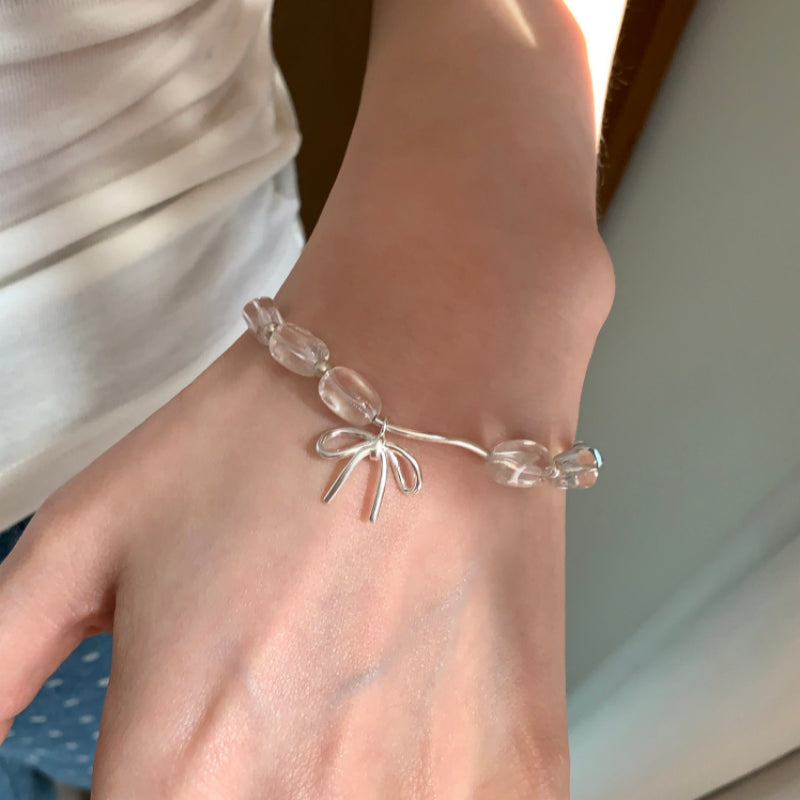Gentle & Versatile Niche Design Clear Quartz Bow Bracelet – Purify Aura, Boost Wisdom