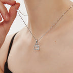 Natural Clear Quartz Lock Square Necklace - Guard Your Energy