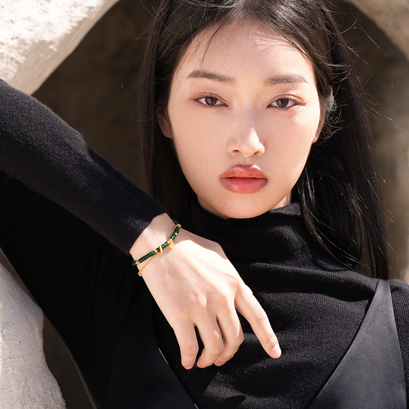 Bracelet en jade Hetian naturel Lotus Éclat Pur