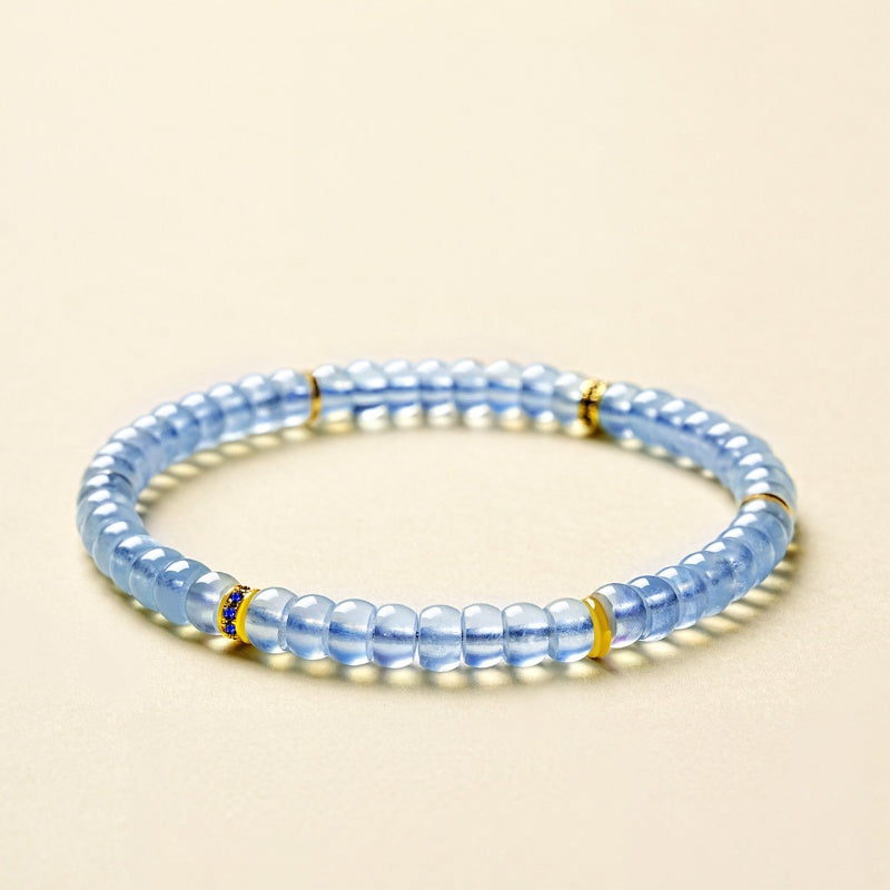 Bracelet lune en aigue-marine naturelle