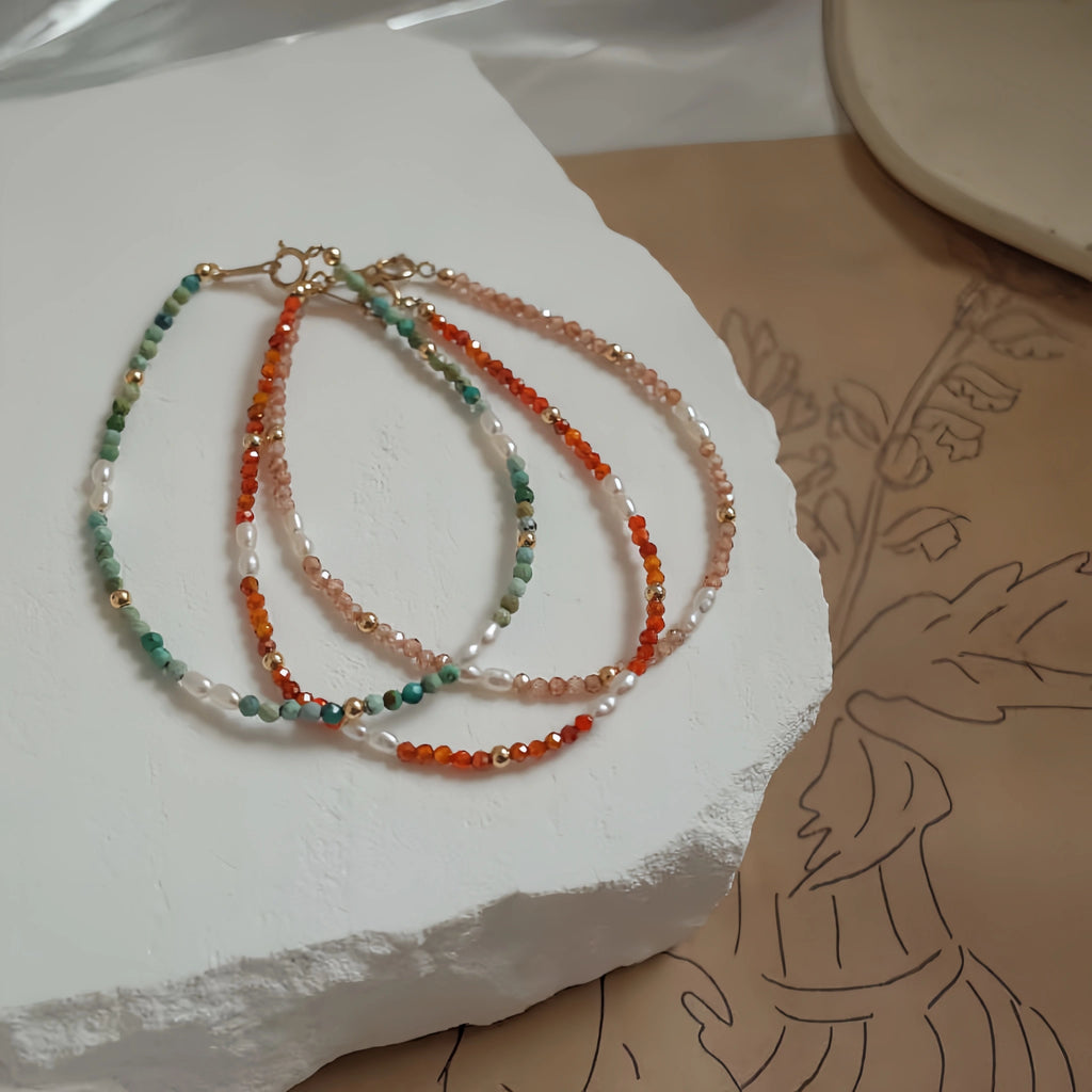 Natural Gemstone Stackable Bracelet - Keep Natural Texture & Absorb Earth Energy