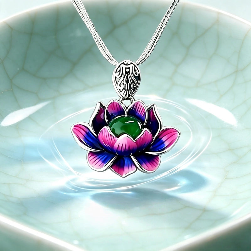 Hetian Jade Lotus S925 Necklace - Healing Energy, Peaceful Fortune