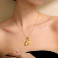 Collier Citrine Sac de Fortune Doré