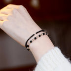 Obsidian, Black Onyx & Clear Quartz Stackable Bracelet - Protection & Balance