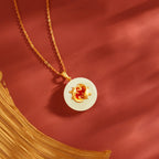 Hetian Jade Lotus & Carp Necklace - Lotus & Koi for Prosperity