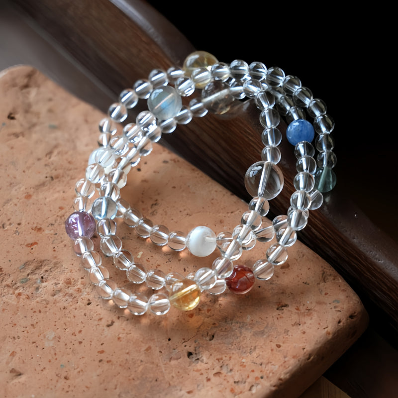 Clear Quartz & Multi-Stones Bracelet– Purify Mind, Open Path, Attract Luck