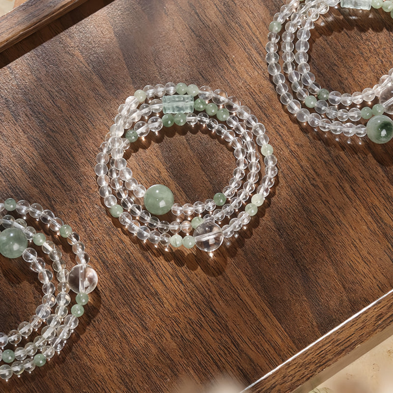Natural Clear Quartz Green Minimalist Energy Bracelet