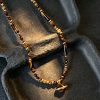 Natural Tiger Eye Stone Necklace, Cosmic Planet High-End Sense Chain