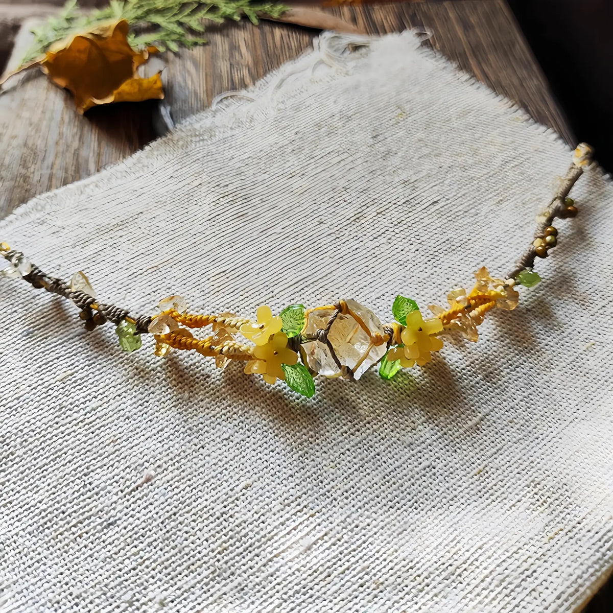 Bracelet tressé floral fait main