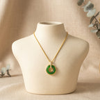 Ping An Lock Pendant Necklace, Minimalist Light Luxury Jade Sweater Chain for Women