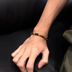 Bracelet Œil de Tigre naturel, runes anciennes — Cadeau de couple pour petit ami