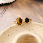 Bague en pierre Œil de Tigre naturel Rétro Melad Nouveau Luxe léger Design Sens Bague Courage