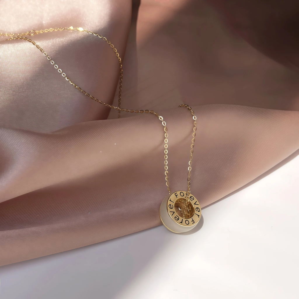 Elegant Hollow Hetian Jade Circle Necklace - Eternity & Perfection