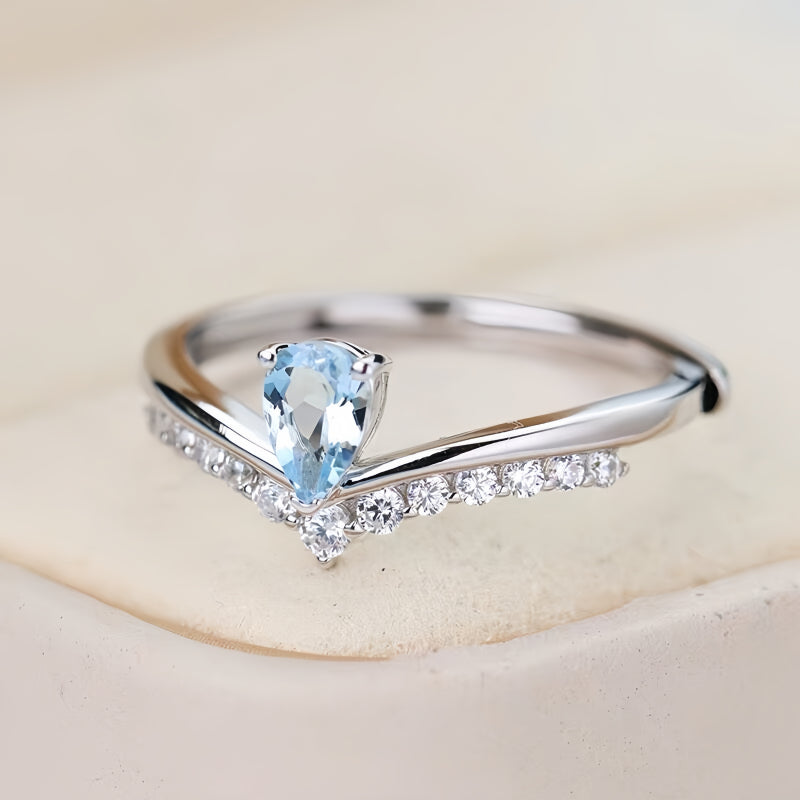 Bague Goutte d'Eau en Aigue-marine – Éloquence et Popularité Accrues