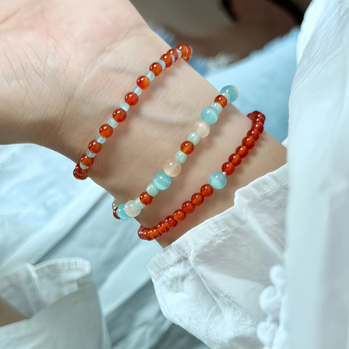Red Agate Cat's‑Eye Stackable Bracelet - Ignite Warm Inner Vibes