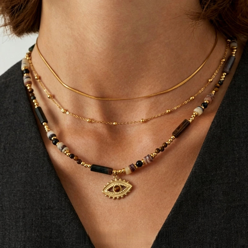Three-stacked Evil Eye Necklace - Brings Calm, Eases Daily Anxiety