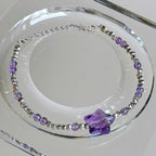 Natural Amethyst Bracelet, Simple Purple Star Women's Bracelet