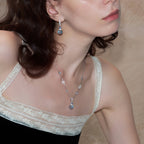 Ensemble Collier et Boucles d'Oreilles Pierre de Lune Grise & Quartz Transparent – Apaise les Émotions, Purifie l'Aura