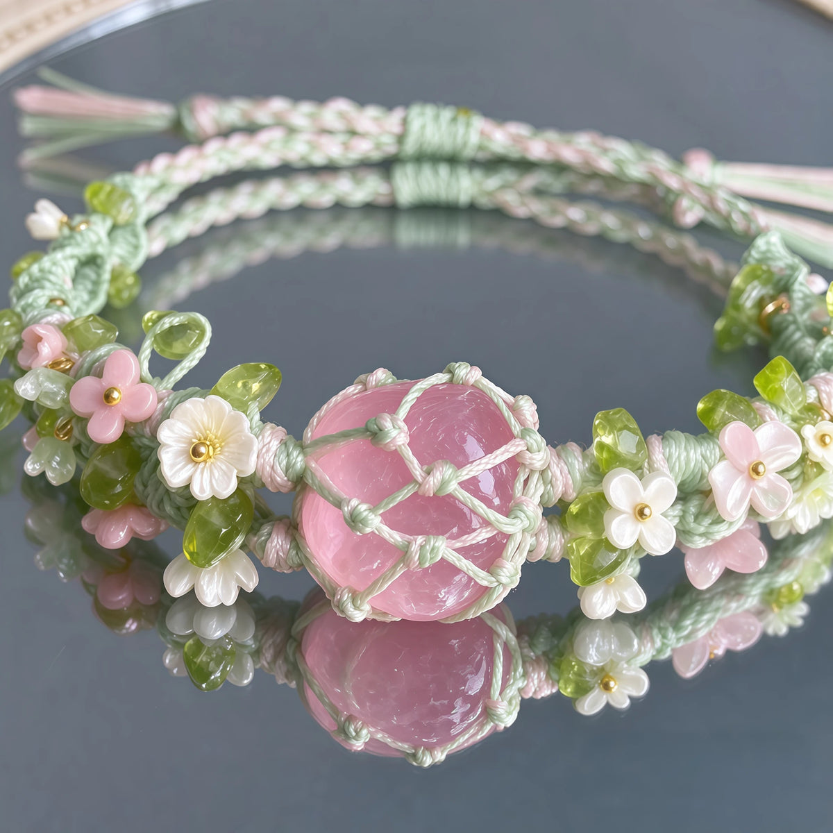 Bracelet tressé floral fait main
