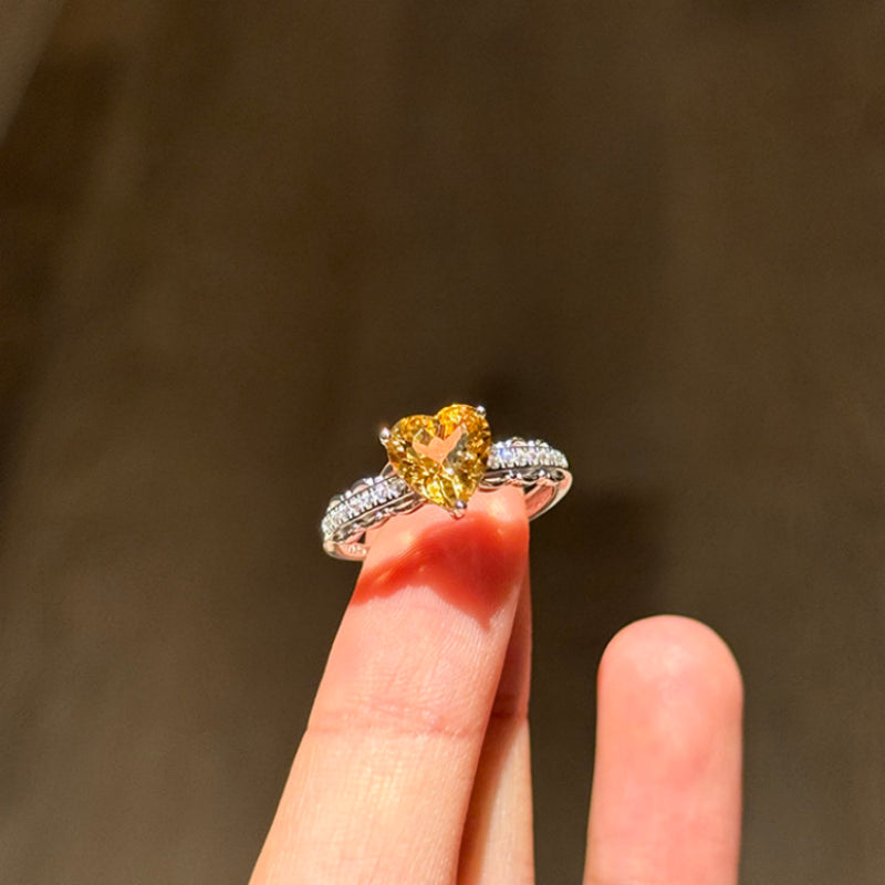 Natural Citrine Heart Ring - Confidence & Love