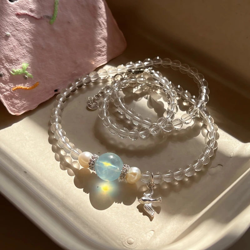 Clear Brave Wings Necklace - Courage Necklace