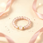 Natutal Rose Quartz Elastic Ring - Love and Peace