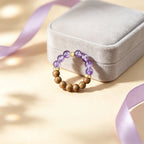 Natural Amethyst & Agarwood Ring - Wear Luck and Tranquility