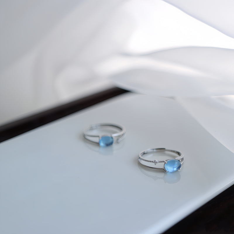 Bague Aigue-Marine Ultra-Clair – Active le Chakra de la Gorge, Expression Claire, Attire les Bienfaiteurs