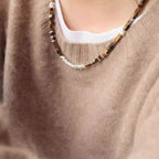 Natural Tiger Eye Stone Necklace — Maillard Square Broken Silver Chain