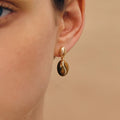 Boucles d'oreilles Œil de tigre naturel — Perles café vintage design de niche