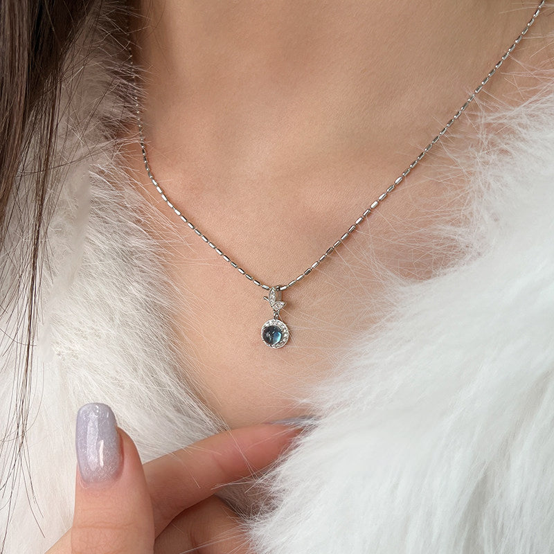 Natural Aquamarine Butterfly Necklace - Gentle as Water, Free as a Butterfly