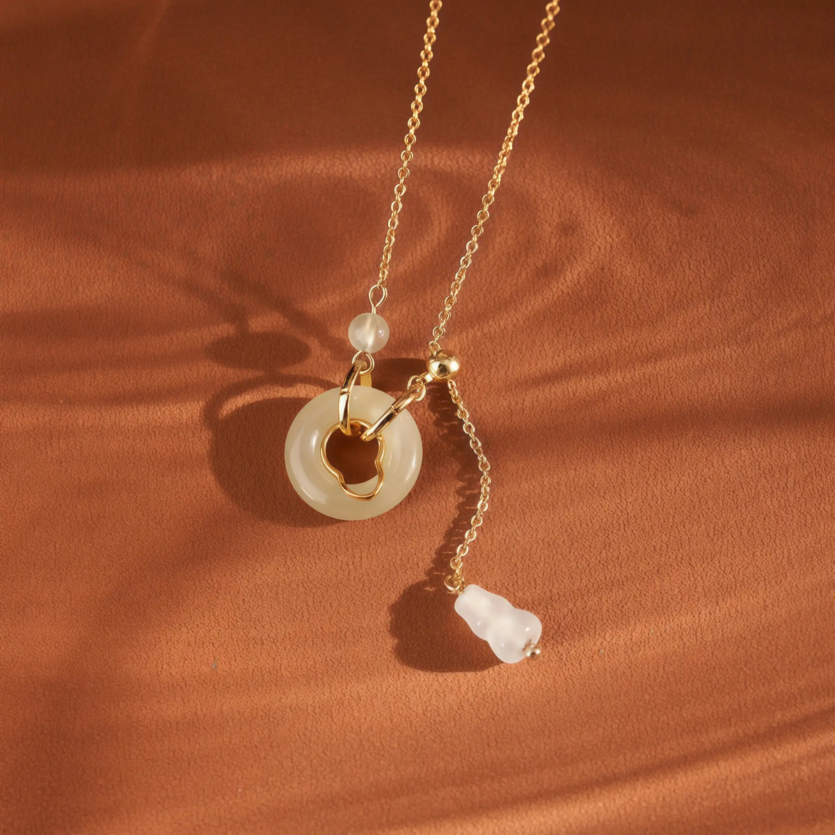 Natural Hetian Jade Peace Donut Gourd Necklace - Blessing & Calm