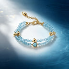 Bracelet porte-bonheur double couche aigue-marine - Souhait de l'océan