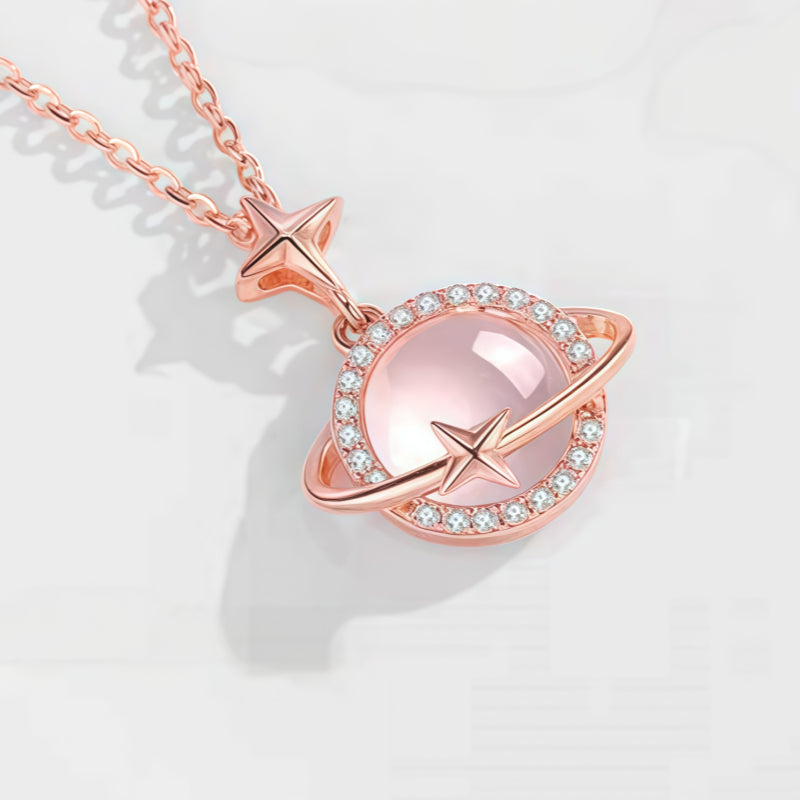 Rose‑Gold Planet Rose Quartz 2‑Piece Set