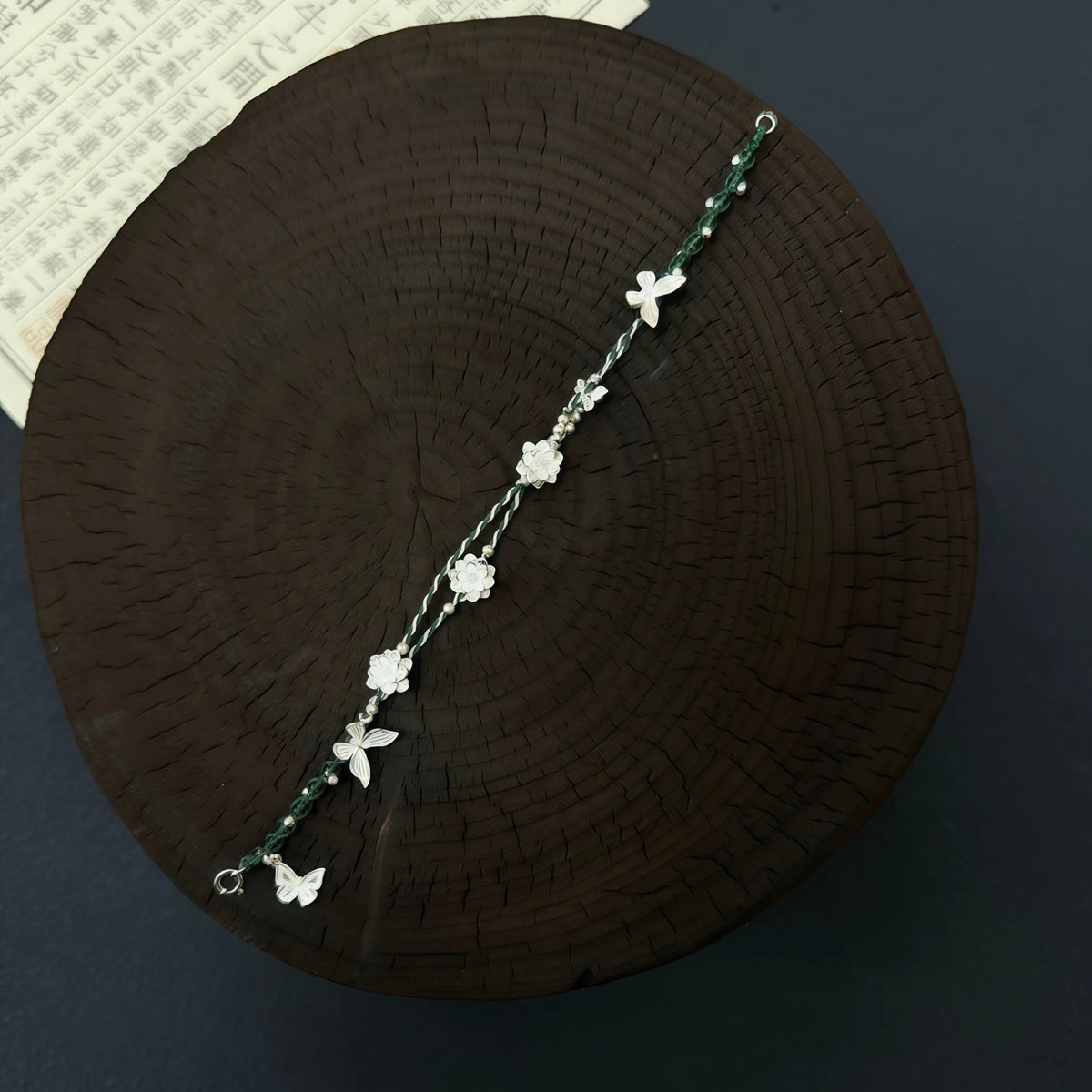 Hand Braided Silver Lotus Butterfly Bracelet - Purity & Freedom