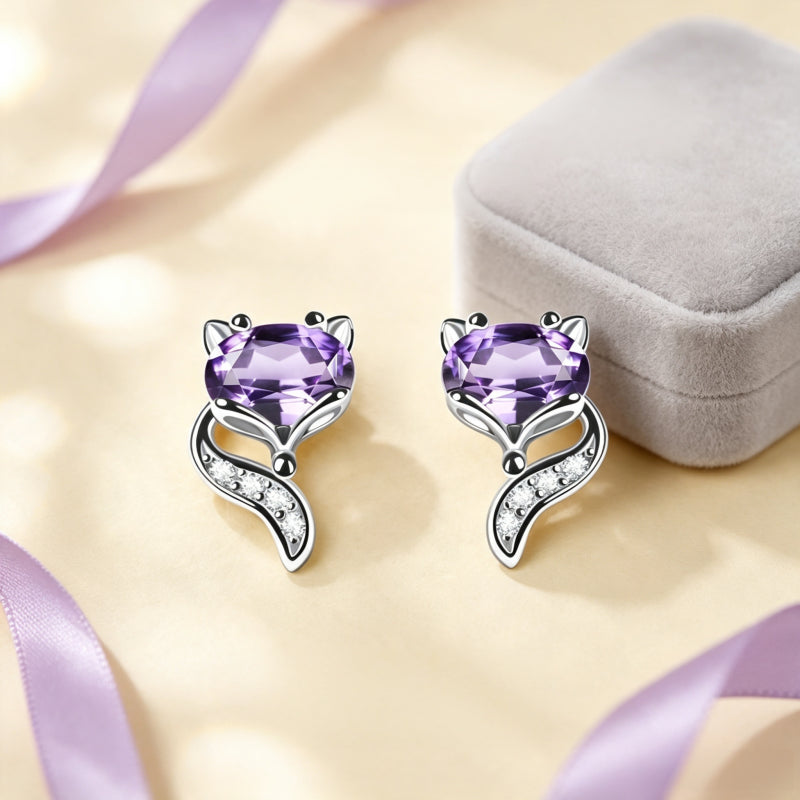 Mystic Fox Natural Amethyst Studs - Treat Yourself to A Touch of Grace and Charm