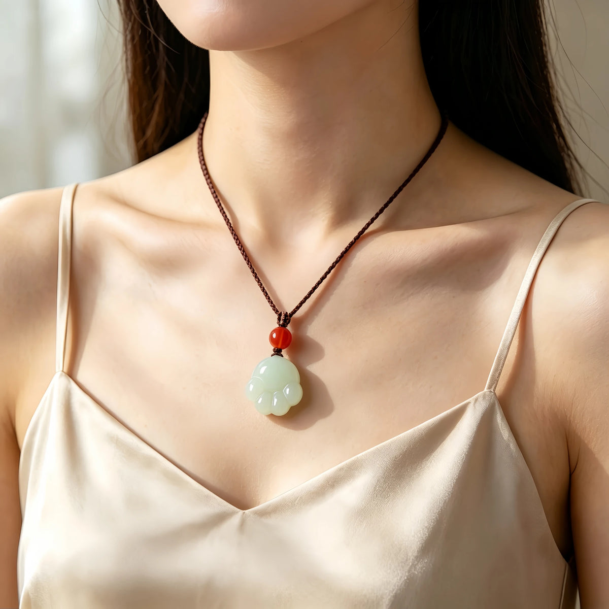 Hetian Jade Cat Paw Necklace - Cat Paw Charm for Gentle Protection