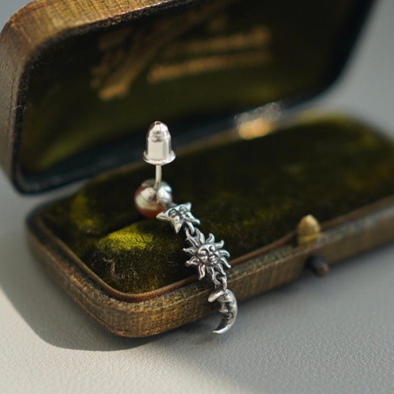 Sun-Moon-Star Pearl Earrings - Awaken Inner Intuition and Sharpness