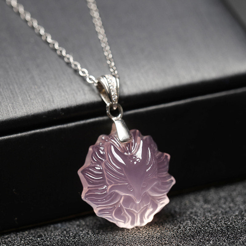Rose Quartz Nine-Tailed Fox Necklace – Attract Love, Boost Charm, Open Heart
