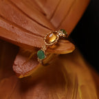 Bague vintage en cristal de citrine naturelle - Succès et confiance en soi