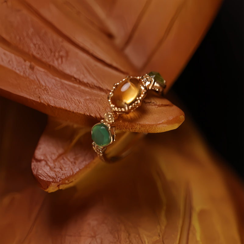Bague vintage en cristal de citrine naturelle - Succès et confiance en soi