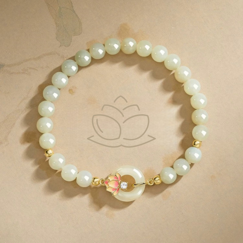 Pure Bloom Lotus Natural Hetian Jade Bracelet